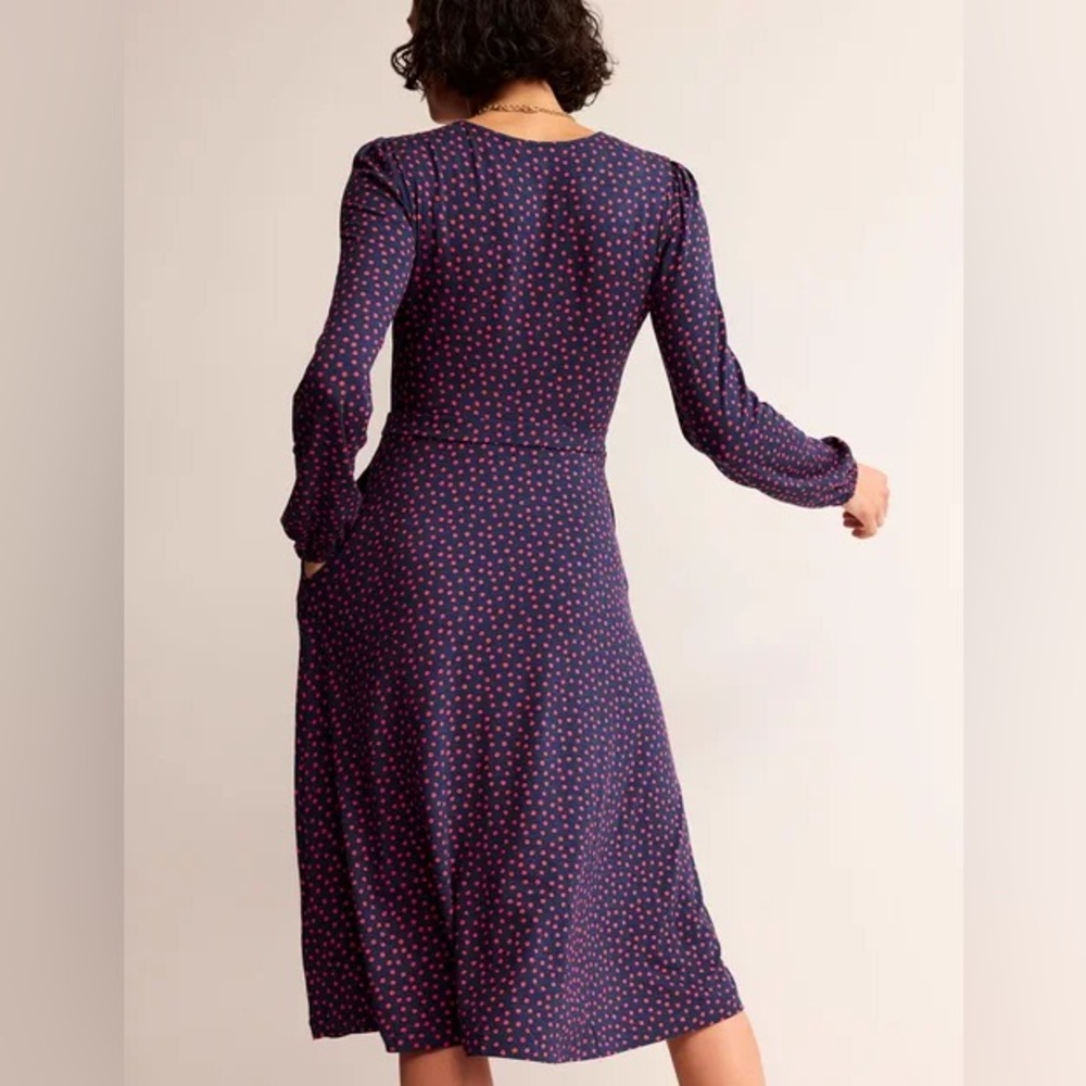 BODEN Camille Jersey Midi Dress Pop Peony Abstract Dot Sz 6 US / 10 UK NEW - Picture 3 of 6